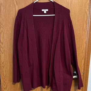 Chico's Deep Red Open Front Cardigan